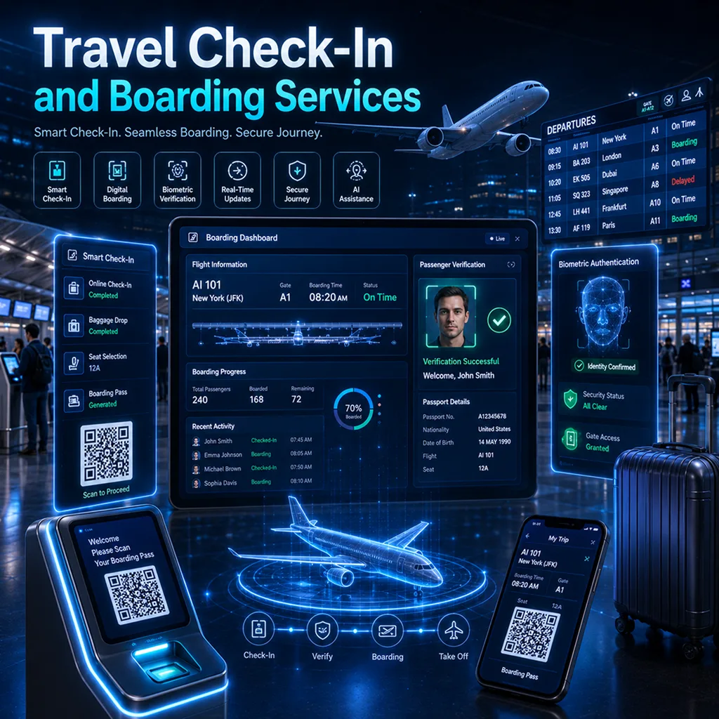 Travel check-in and boarding services